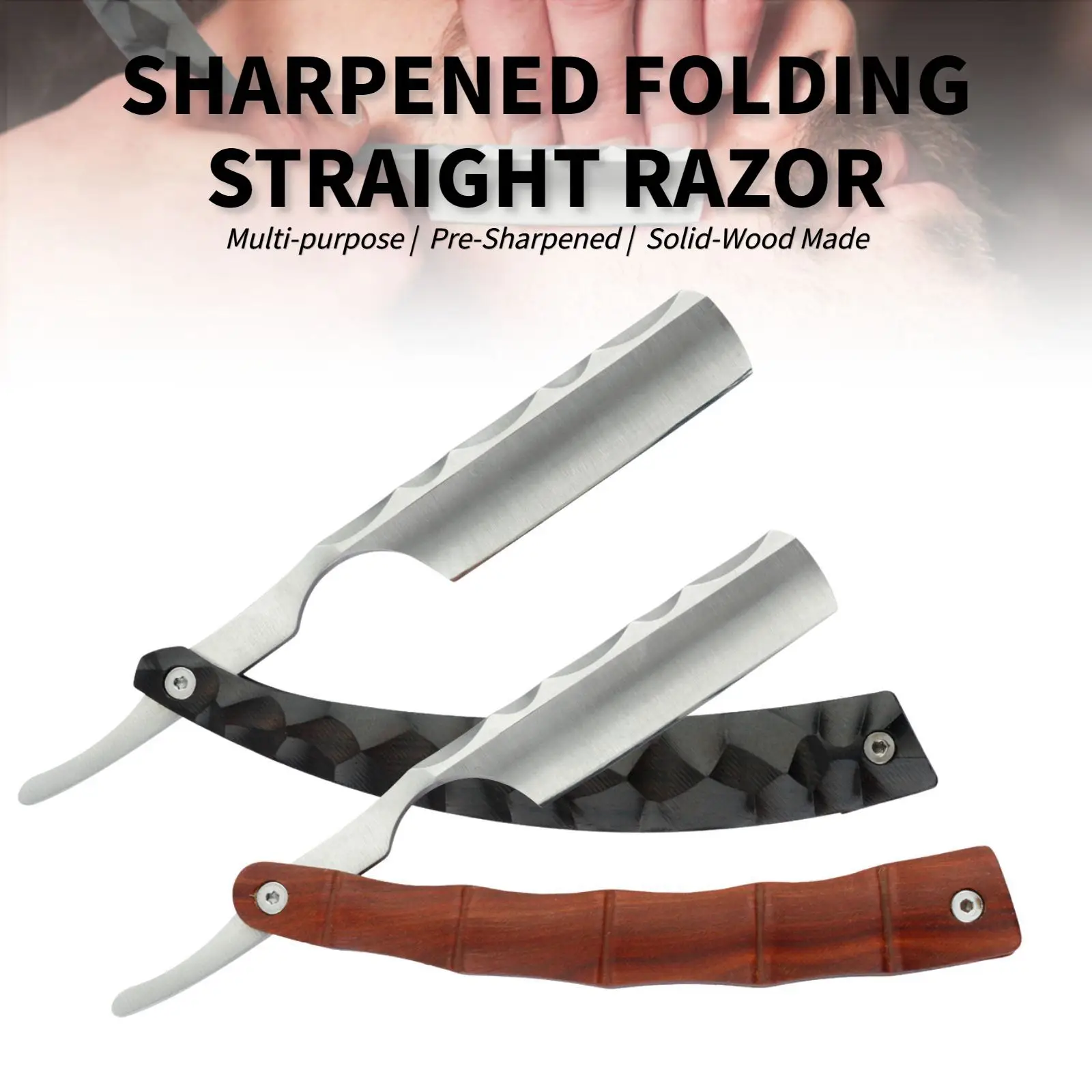 1Pc Professional Sharpened Straight Razors Wood Handle Manual Edge Folding Barber Hair Cutting Razor For Men Beard Shaving Tools