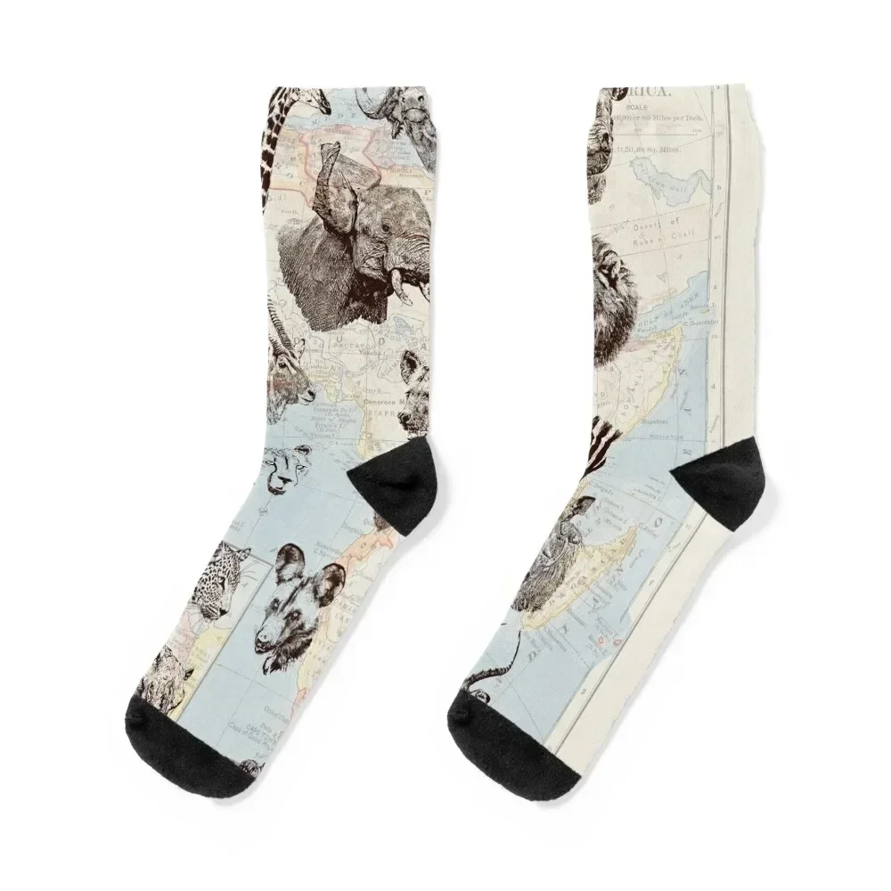 African Safari Wildlife Socks soccer anti-slip valentine gift ideas Socks Male Women's