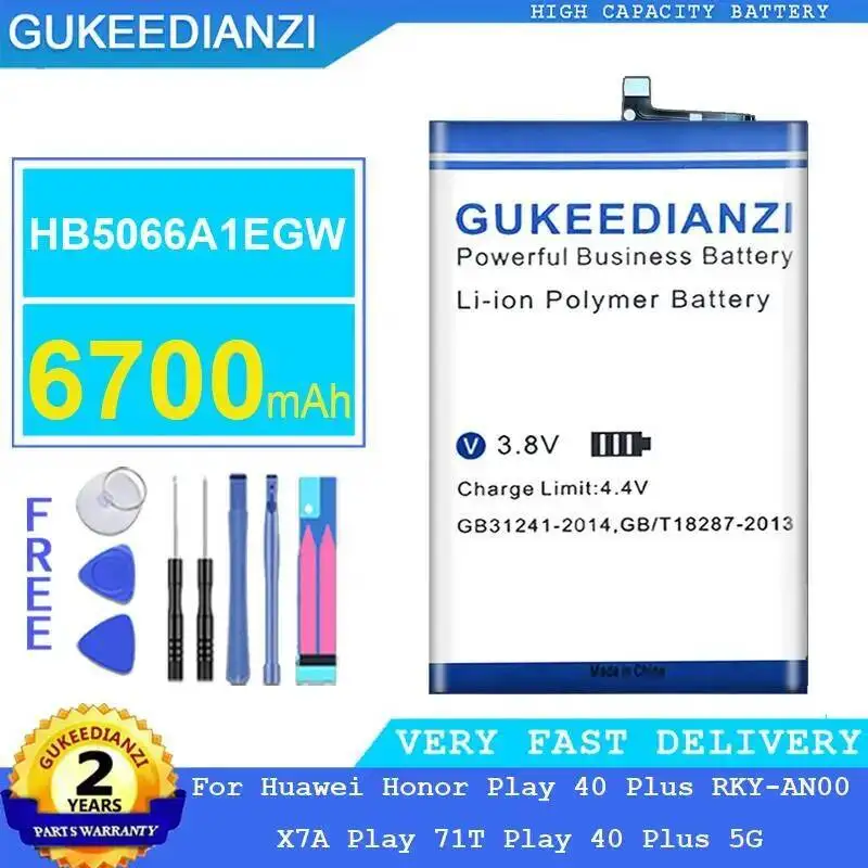 

Mobile Phone Battery HB5066A1EGW 6700Mah For Huawei Honor Play 40 Plus Rky-AN00 X7A 71T 5G