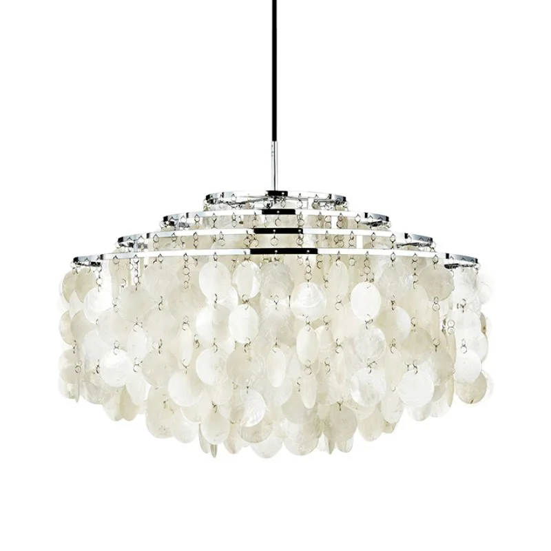 

French living room chandelier dining room modern simple natural shell designer creative wind chime light