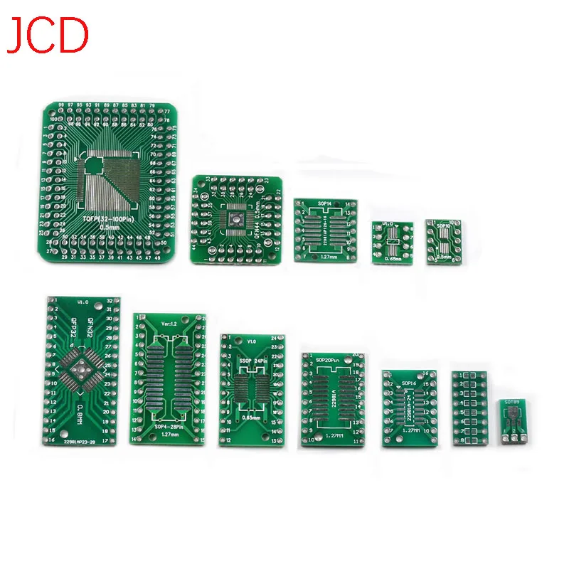 1ชิ้น SOP Patch อะแดปเตอร์บอร์ด SOP8 SOP14 SOP16 SOP20 SOP24 SOP28 SOP56 SSOP TSOP56 papan ujian PCB สองด้าน