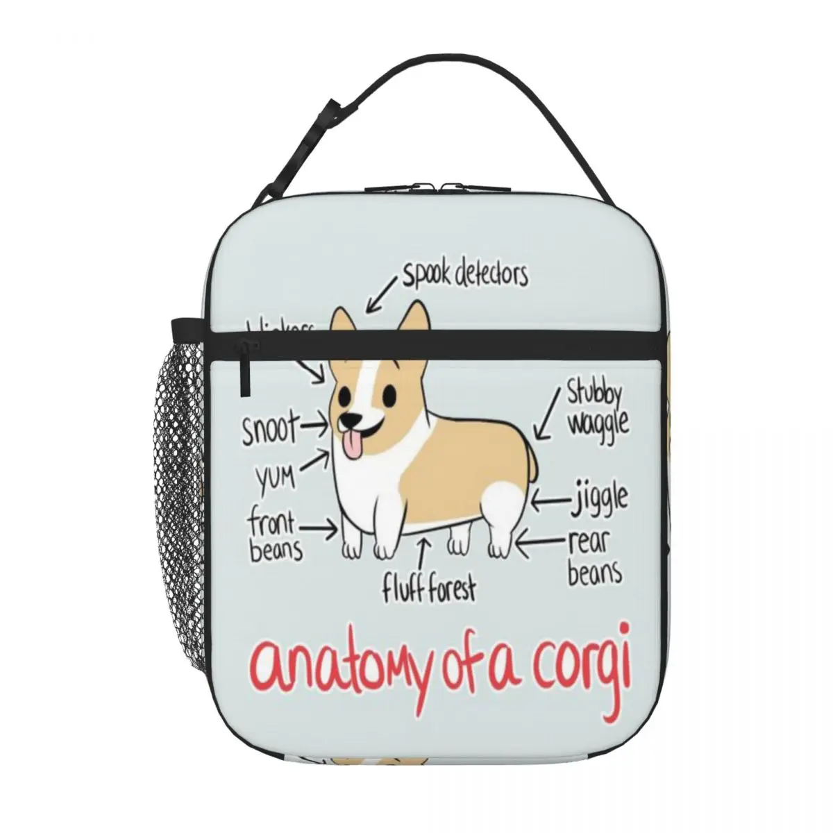 Bestselling Anatomy Of A Corgi Nylon Texture Neoprene Lunch Bag Home To Go School Lunch Bag