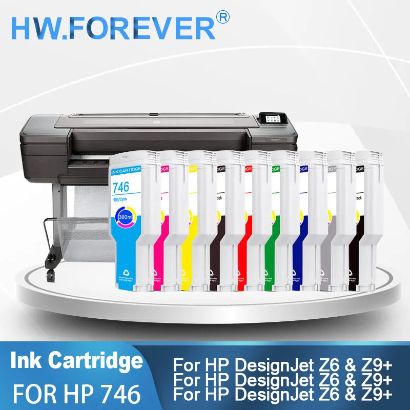 746 747 Compatible Ink Cartridge For HP Designjet Z6 Z9+ Printer 300ML /PC P2V78A P2V79A P2V80A P2V81A P2V82A Ink Cartridge