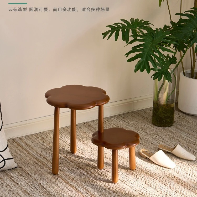 Solid wood ladder stool, foldable, household, creatively thickened, multi-functional footstool