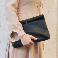 Solid Color Women Clutch Bag Soft PU Leather Lady Evening Bags Trend Party Girl Envelope Bag Large Capacity Clutches Purse Black - Image 6