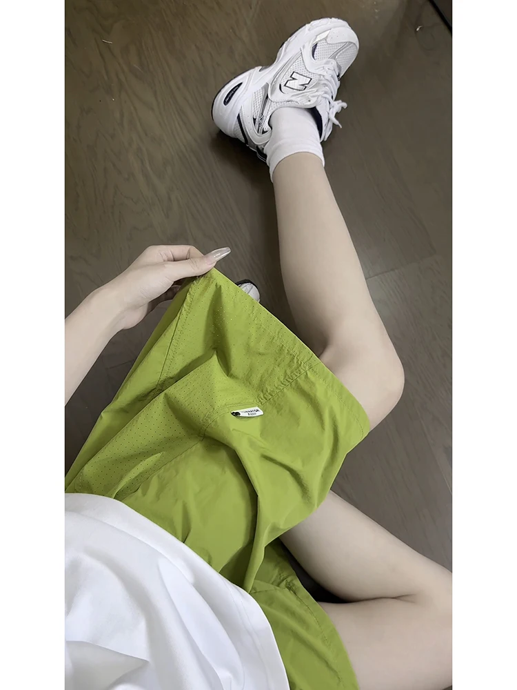 

Quick Dry Ice Silk Men's Shorts Summer Breathable Water Resistant Beach Casual Side Cut Five Minutes Pants Straight Leg Jeans