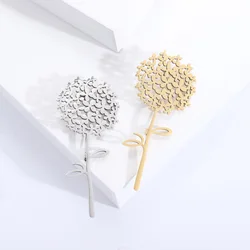 Stainless Steel Dandelion Flower Brooch Pin For Women 2-color Charming Plant Office Party Daily Clothing Suit Jewelry AceesorieS