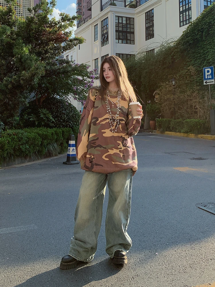 

Джинсы Forlions в американском ретро-стиле: прямые широкие брюки с высокой талией, повседневные, свободного кроя, универсальные джинсовые штаны