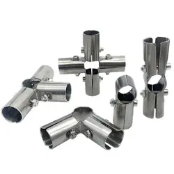 Stainless Steel Tube Connector 25mm Round Pipe Joint Clothes Display Rack Rod Support Holder Fixed Clamp Hardware