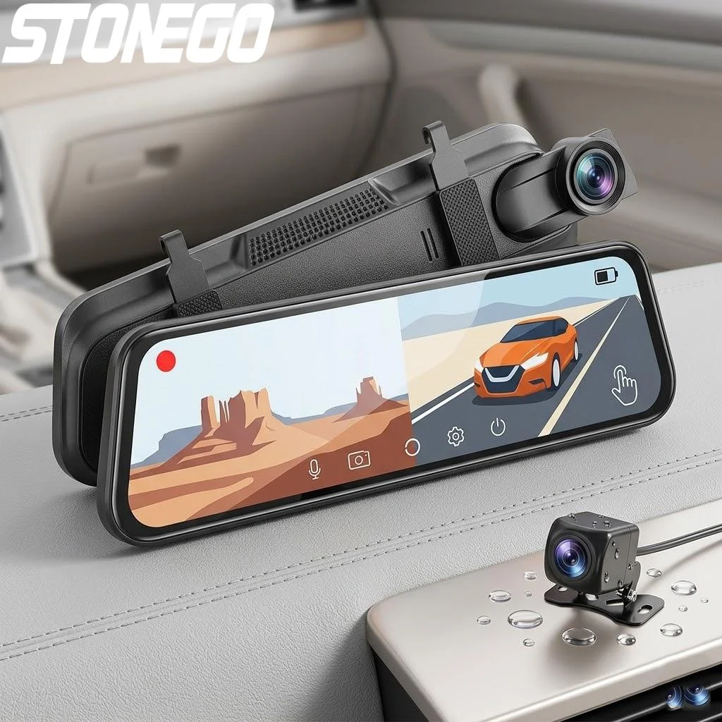 

4K WIFI Touch Screen Car DVR Front and Rear Camera Dash Cam 24H Parking Monitor Loop Recording G-Sensor Night Vision