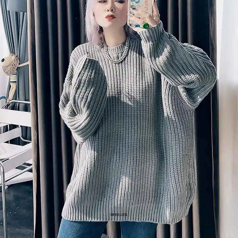 Size 6XL 150kg Winter Knitted Sweater O Neck Long Sleeve Loose Women Sweater Vintage Sweaters Sweet Women Pullover