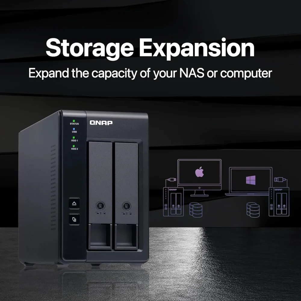 أثاث خارجي/ أسود، TR-002-A-US 2 Bay USB Type-C مساحة تخزين مرفقة مباشرة (DAS) مع الأجهزة RAID (بدون أقراص)، سهلة الاستخدام