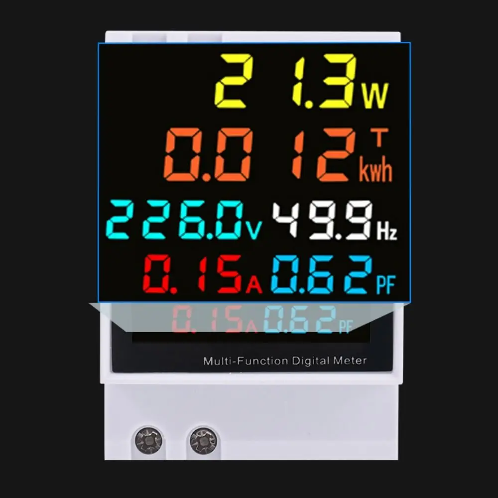 6IN1 Function Din Rail AC Monitor 100A Current LED Display Multi-function Meter Active KWH Power Factor Voltage Current Meter