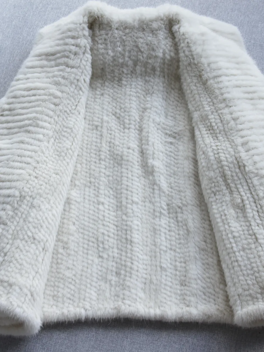 2025년 수입 밍크 양면 퍼 자켓, 젊은 감각의 네이비 칼라 가디건, 밍크 자켓 중장형