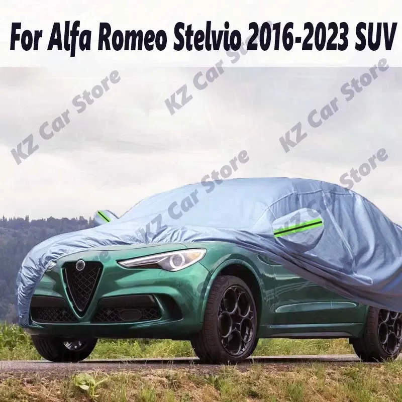 Black Waterproof Car Cover For Alfa Romeo Stelvio 2016-2023 SUV Outdoor Anti-UV Sun Shade Snow Rain Ice Protect Cover Dustproof