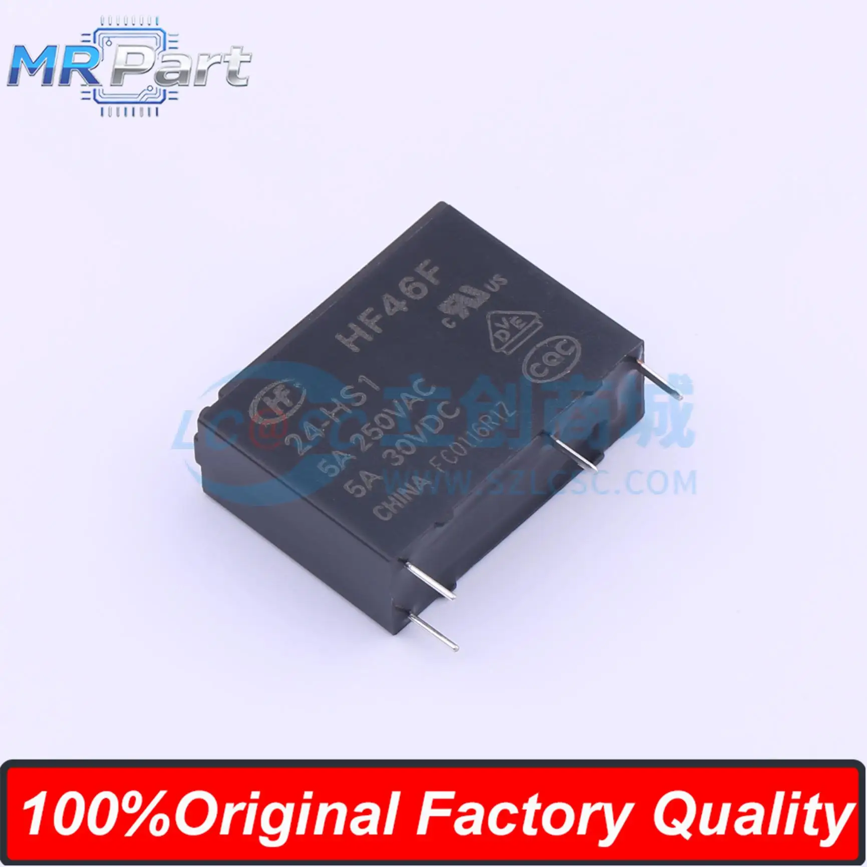 5 Pieces HF46F/24-HS1 Ultra-small Medium Power 24V Relay 5A 250VAC Single Pole Single Throw Normally Open 4 Pins 24VDC