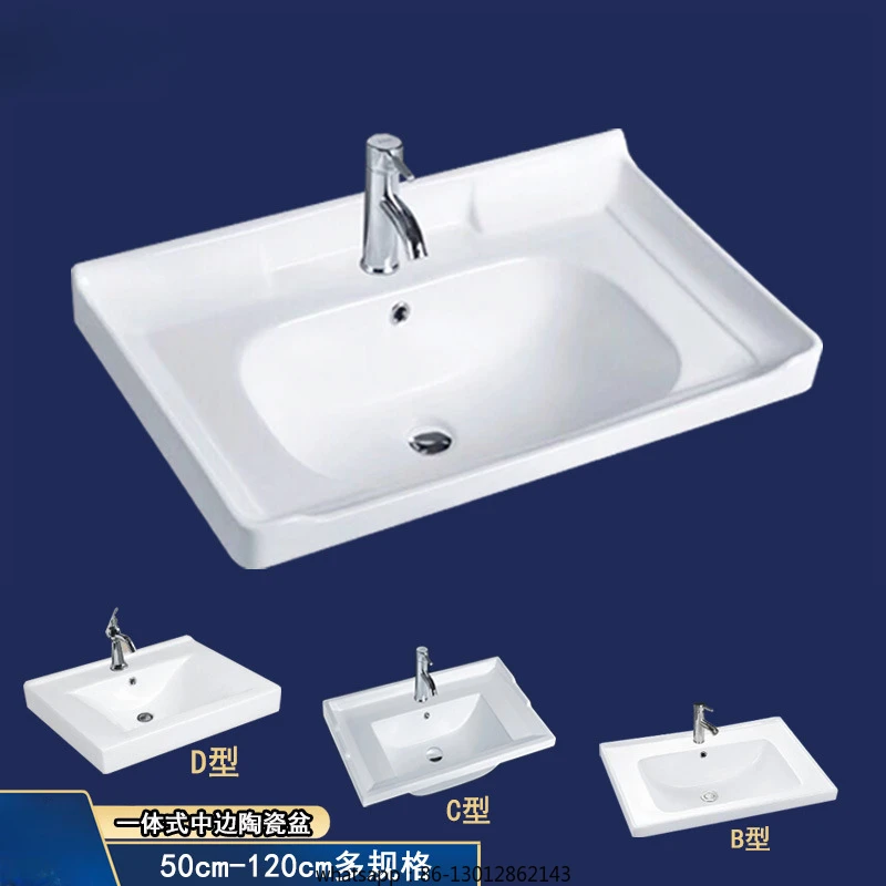 

Semi-embedded Integrated Ceramic Cabinet Basin Household Face Wash Basin in The Side Basin