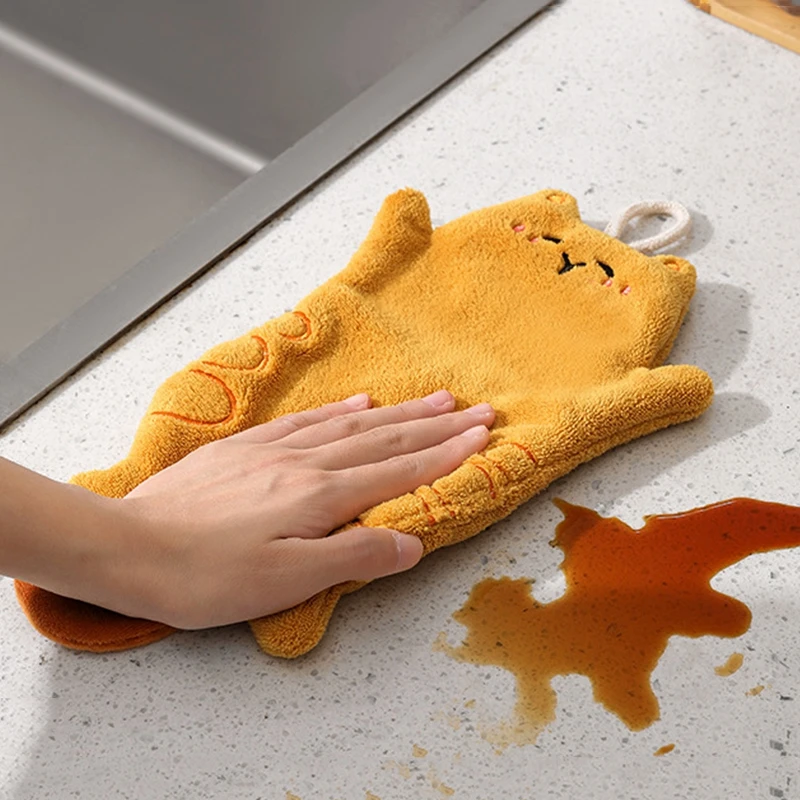 Cartoon Cat Hand Towel Children's Towels Absorbent Hanging Hand Towels for Bathroom Kitchen Serviettes Cleaning Rag image 4