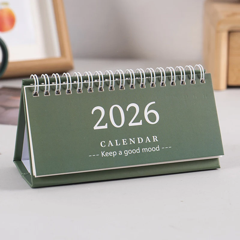 

Настольный мини-календарь 2026, удлиненный ежедневник-планировщик, дневник, украшение для офисного стола, настольный блокнот, однотонный мини-календарь