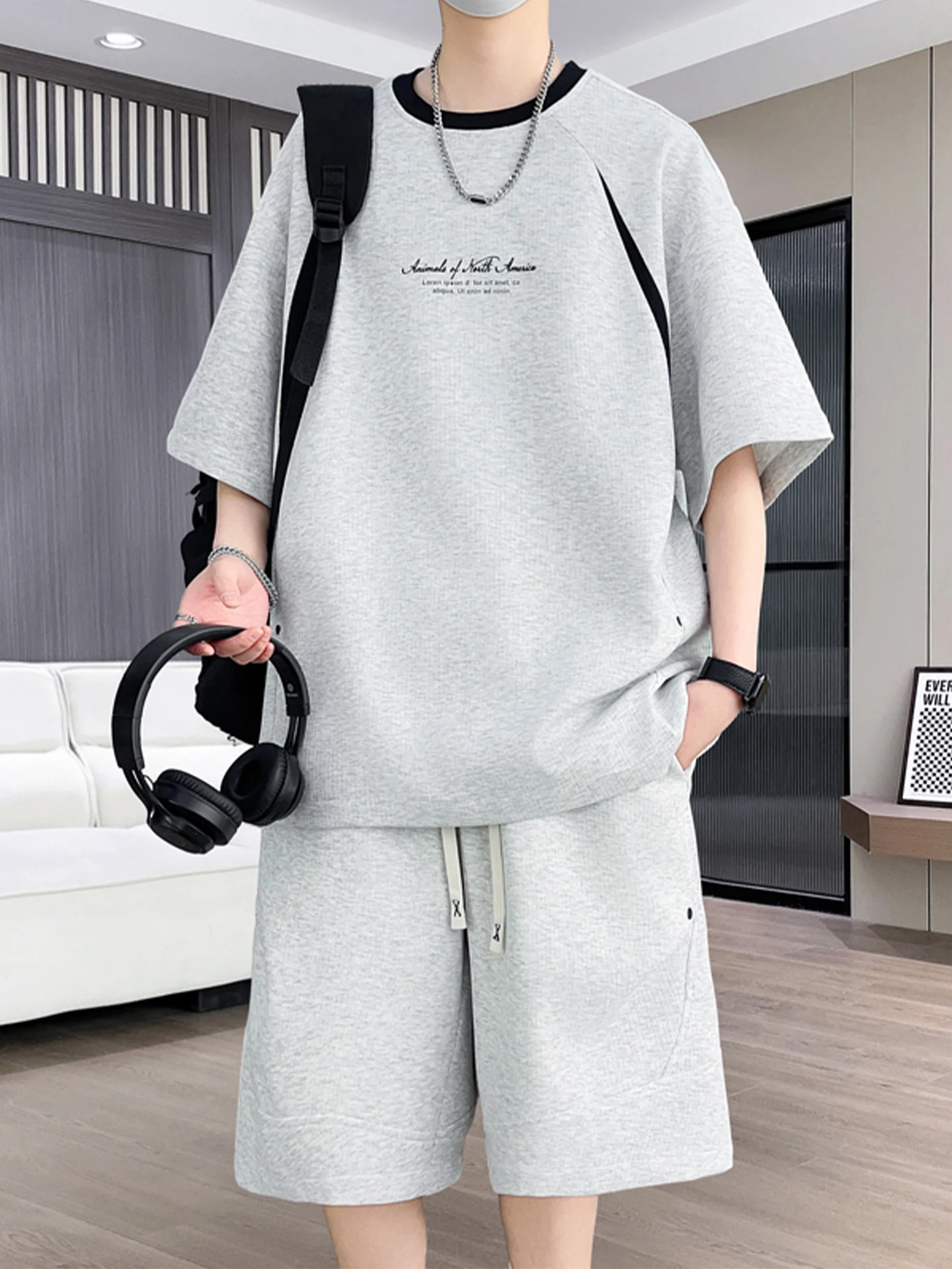 casual-sportswear-set-for-men-summer-cool-sensation-half-sleeve-outdoor-style-shorts-two-piece-suit-polyester-elastic-fiber