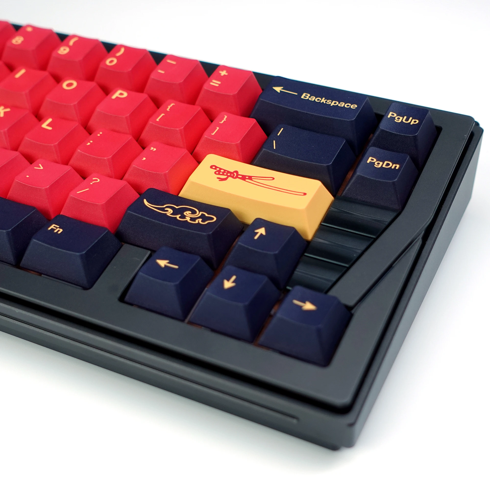

KBDiy Retro GMK Keycap Red Samurai Hangul Cherry Profile Alice Split Space PBT Keycaps Custom For 60 Mechanical Keyboard Gamer
