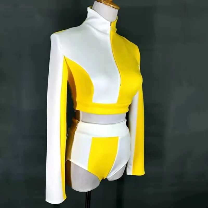 الكبار الإناث عالية الرقبة القمم السراويل سبليت مجموعة الجاز الرقص الجمباز فريق الهتاف فرقة 2 قطعة وتتسابق المرقعة بار تظهر زي