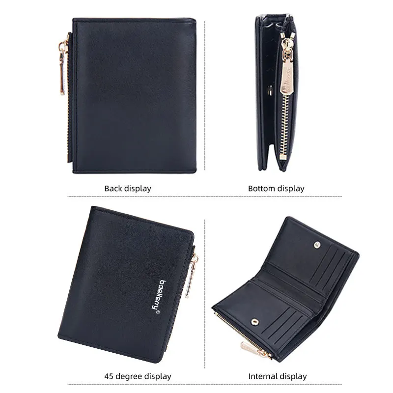 Baellerrery New Women Wallets Free Name Engraving Simple Card Holder Short Female Purses High Quality Zipper Wallet For Girls