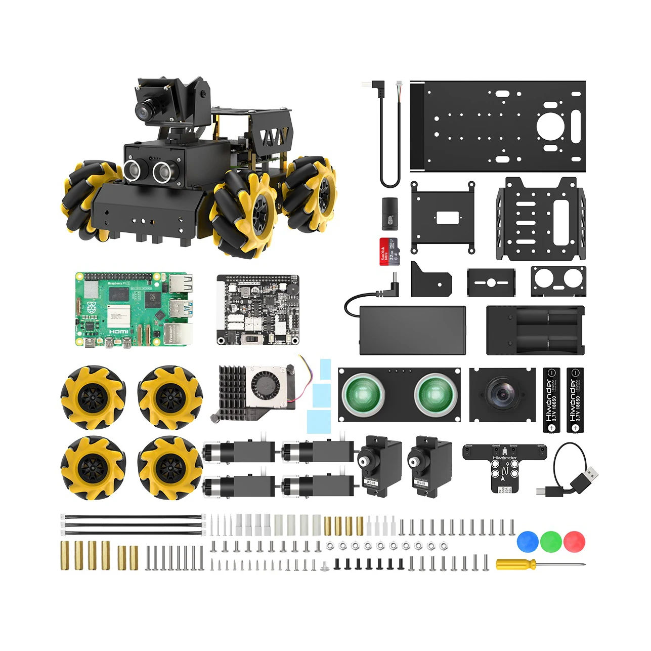 Hiwonder TurboPi AI Vision Mecanum Wheels Smart Raspberry Pi 5 Robot Car Kit Open Source Python Programming Robotic Kits