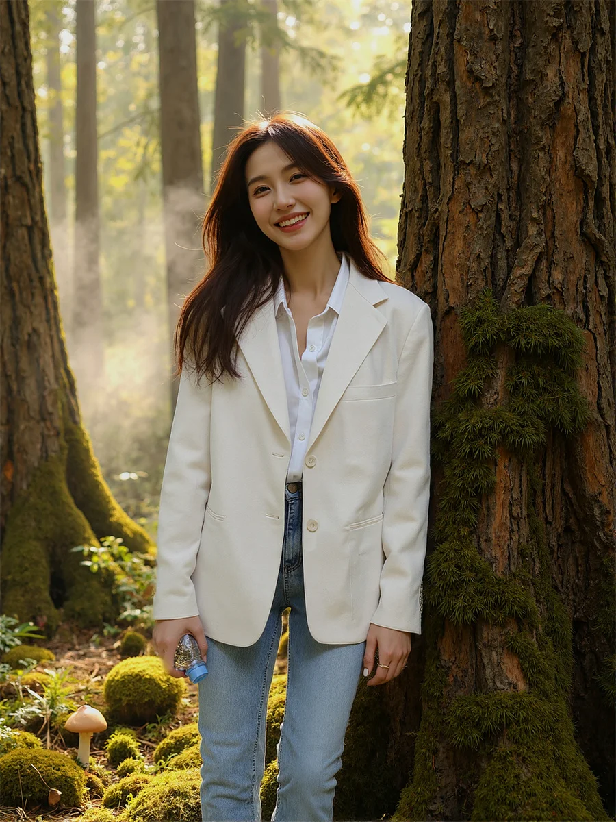 سترة نسائية سوداء بياقة مقلوبة ضرب مشتركة رشيقة محبو موسيقى الجاز مبطن تأثير الساتان رومانسية غسل البساطة كشكش #3