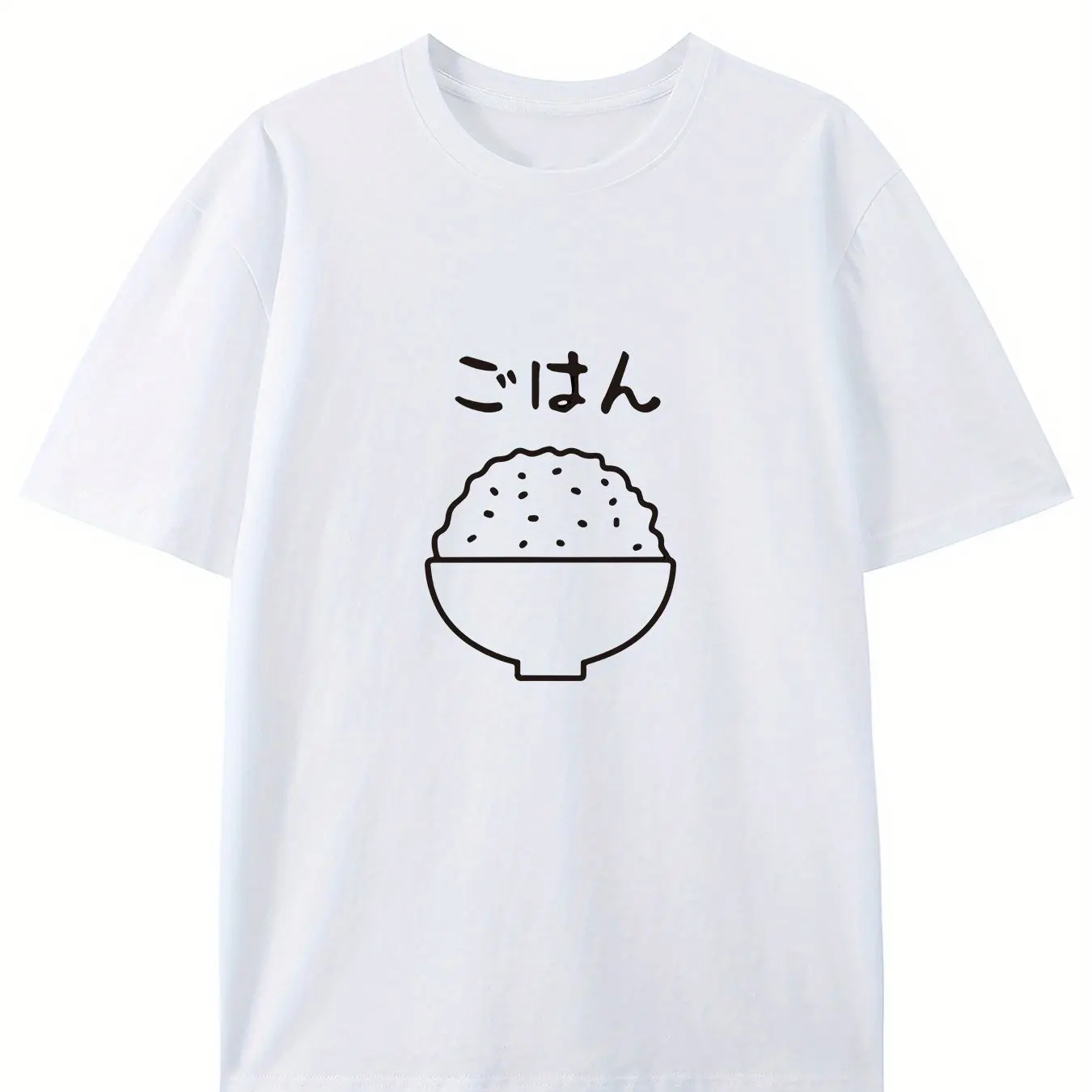 Camiseta gráfica retro con diseño de tazón de arroz de Gohan, camiseta de algodón de corte holgado para hombre, top llamativo para amantes de la comida japonesa