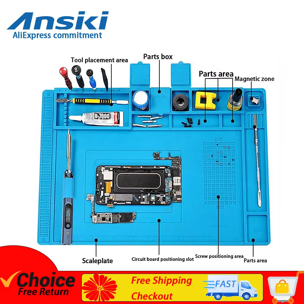 450x300mm High Temperature Resistant Silicone Pad ESD Anti-Static Welding Mat for Mobile Phone Motherboard Maintenance