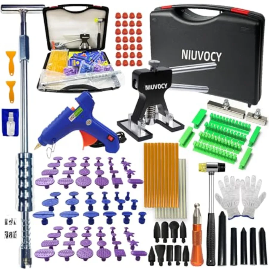 

Car Dent Puller Kit 147pcs Paintless Dent Remover Tool for Automotive Use Steel Construction Black/Gray Heavy-Duty Slide Hammer