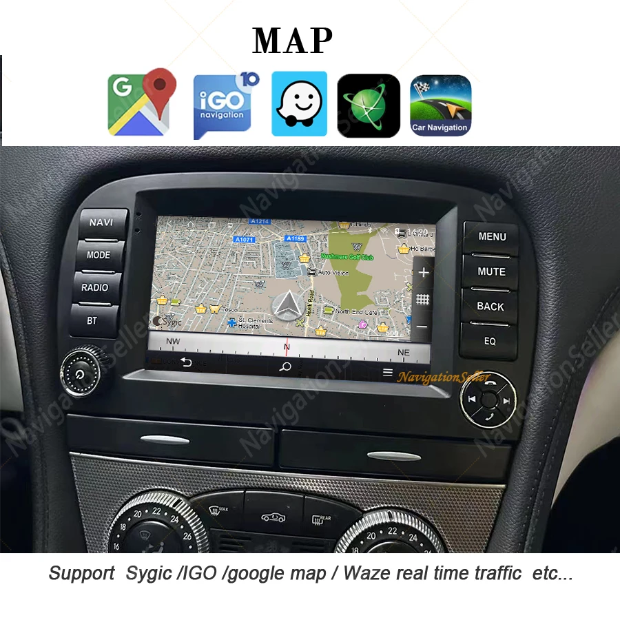 

Apple Carplay Car Radio Stereo For Mercedes-Benz SL R230 SL350 SL500 SL55 SL600 SL65 NTG2.5 Android 13 GPS Head Unit Sat Navi