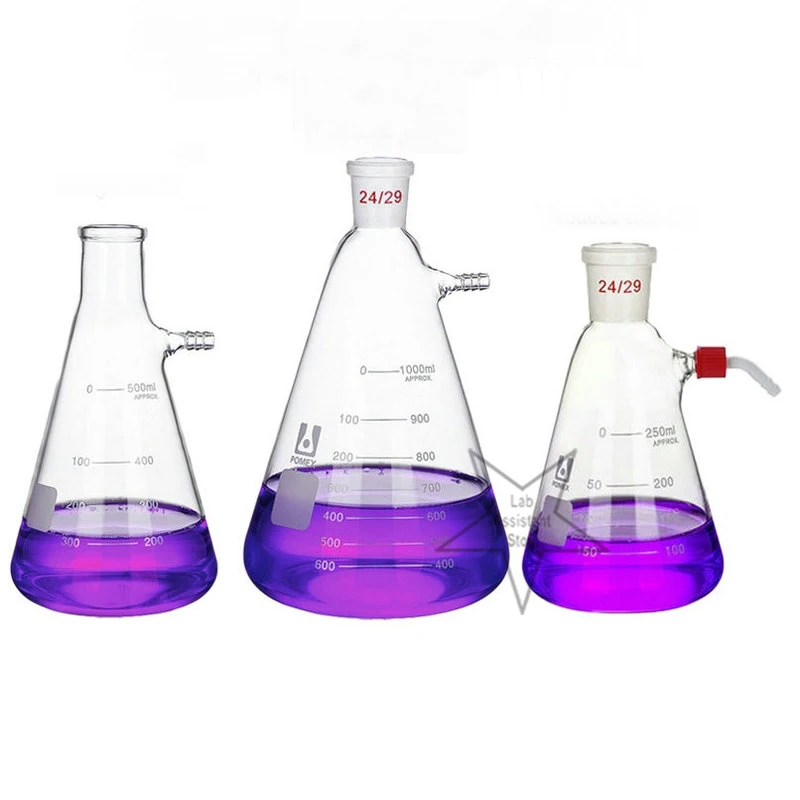Büchner Flask with Standard Taper Joint , 1pcs Erlenmeyer Vacuum Filter Flask with Plain Side Arm/Threaded Side Arm