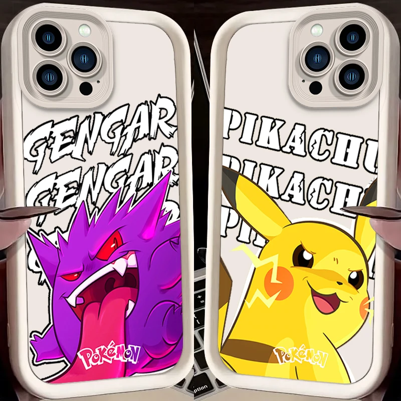 Cartoon P-Pokemons G-Gengars Eye Ladder For Apple iPhone 15 14 13 12 11 XS XR X Pro Max Plus TPU Phone Case