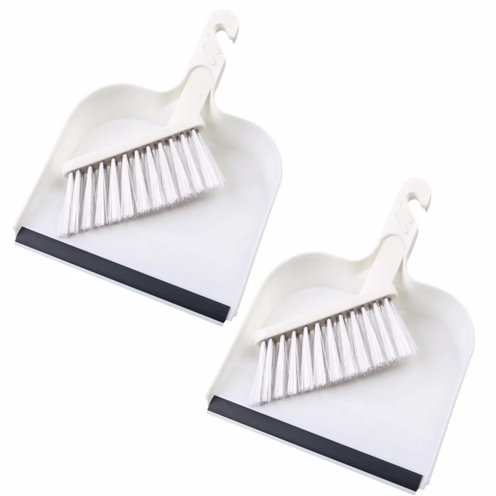 2pcs Practical Plastic Mini Broom Set White Lightweight Desktop Sweeping Tool Keyboard Cleaning Brush Dashboard Cleaning