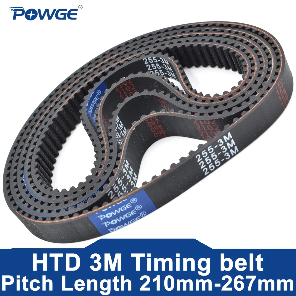 POWGE HTD 3M Pasek rozrządu Lp=210 213 216 219 222 225 228 231 234 237 240 243 246 249 252 255 258 261 264 267 Szerokość 6-30mm Guma