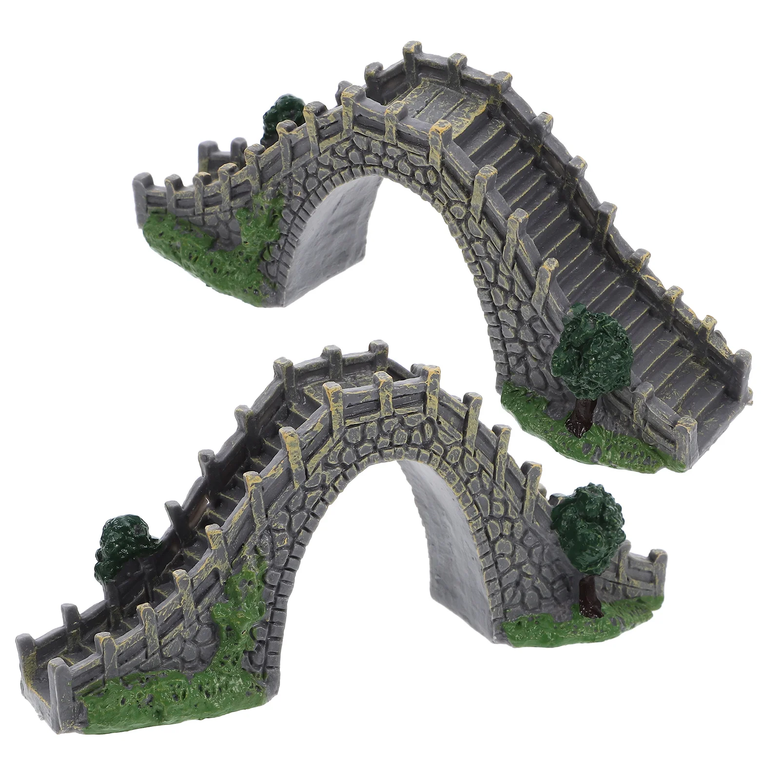 

2 Miniature Arch Bridge Decor PVC Plastic Stone Chinese Style for Micro L Garden Scene Craft Mini House Outdoor