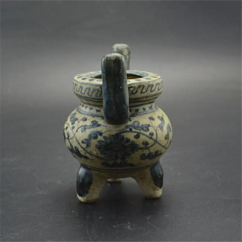 Chinese Ming Blue and White Porcelain Censer Lotus Tripod Incense Burner 5.12