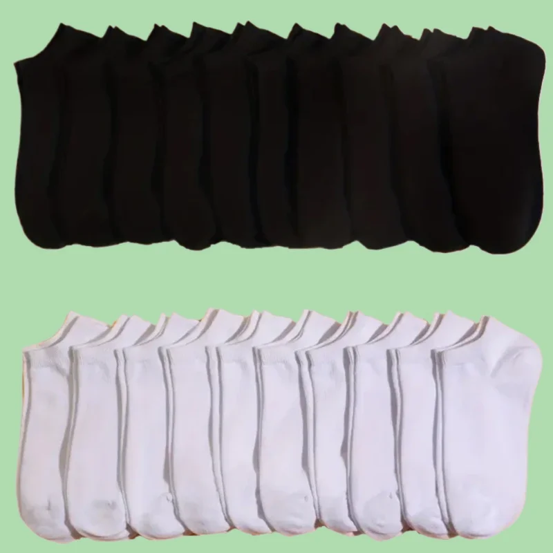 Chaussettes courtes monochromes simples pour hommes et femmes, chaussettes de rinçage à coupe basse, chaussettes en coton tout assorties, douces et légères, haute qualité, 5 paires, 10/20 paires