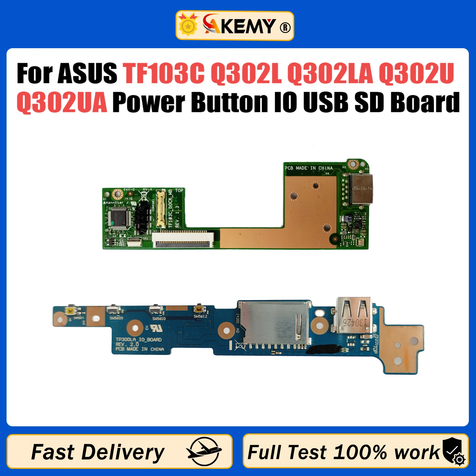 

For ASUS TF103C Q302L Q302LA Q302U Q302UA TP300 TP300L TP300LA TP300LD Q302LA Power Switch Button IO USB SD Board