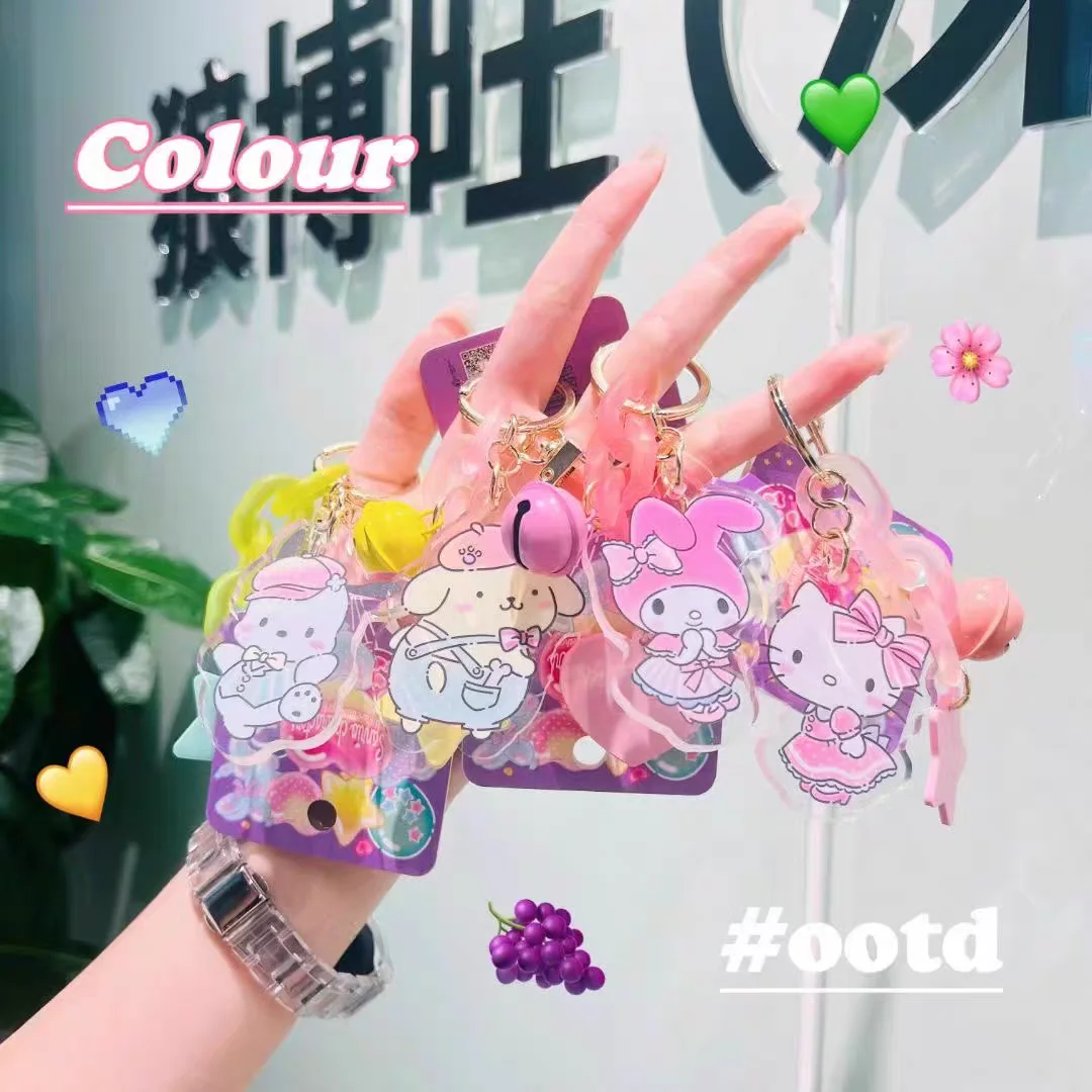 Sanrio Cartoon Animal Kuromi Hello Kitty Cinnamoroll Melody Hanger Sleutelhanger Sleutelhanger Actiefiguren Collectie Model Speelgoed Geschenken