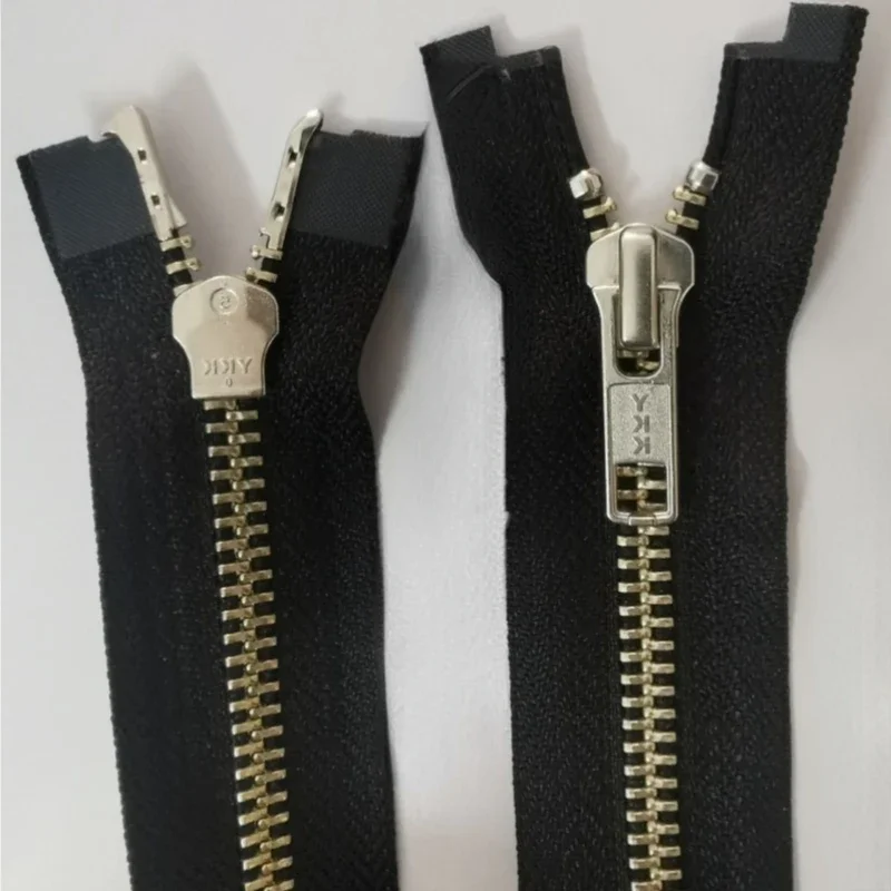 2pcs/Lot 5# 60-100cm Vintage YKK Metal Zipper Double Open Gold Silver Pull Lock Luxury Leather Jacket Repair Sewing Accessory