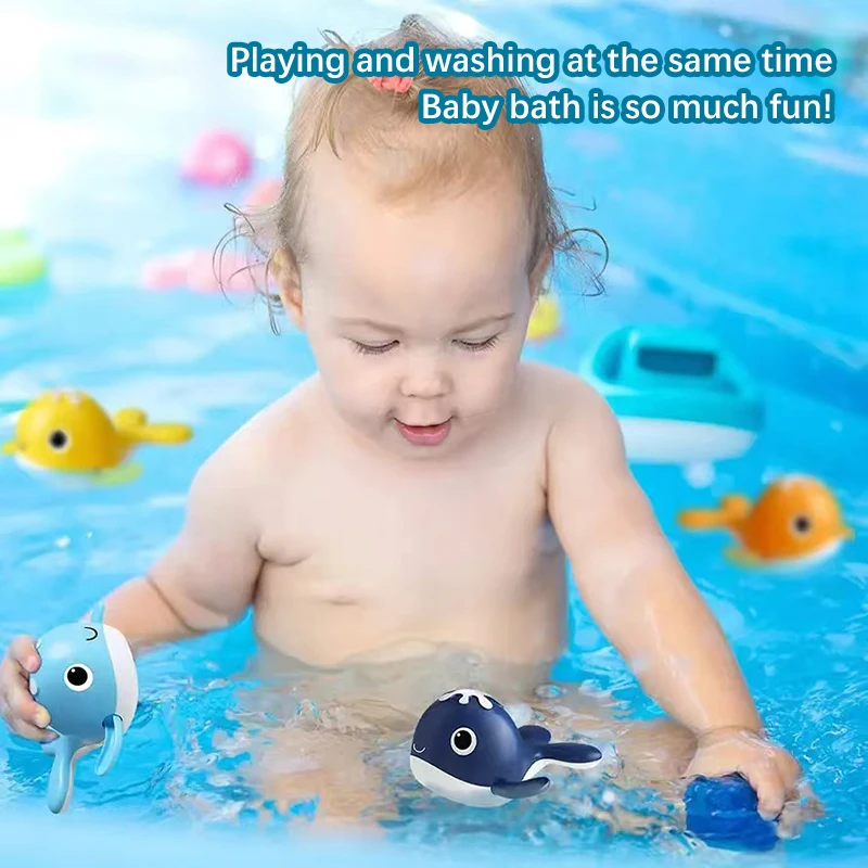 Baby Bath Fishing Toys Magnet Whales Bathtub Toy Fishing Games Kids Bathtub Floating Water Toys Fishing Pole Net Toys Set Gift