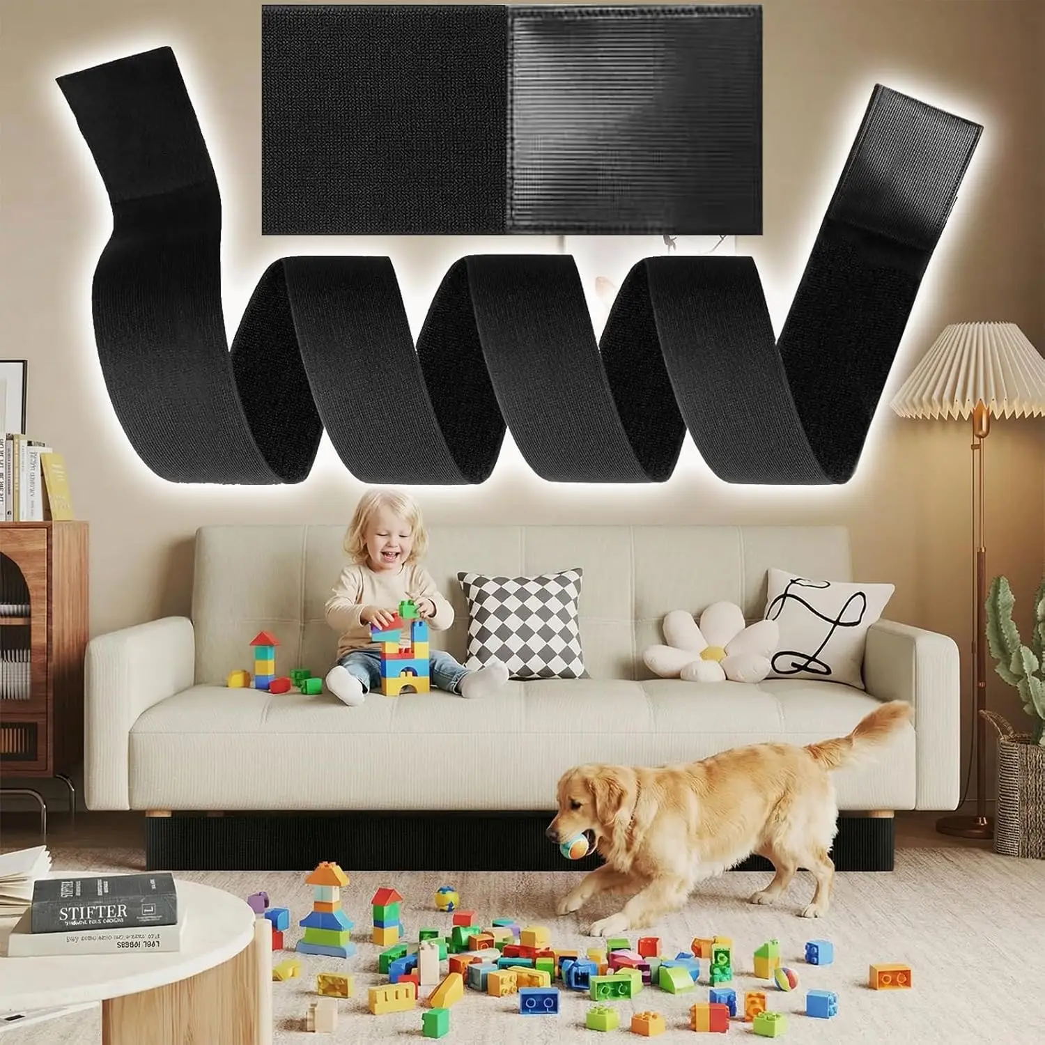 Couch Blocker, Adjustable Elastic Sofa Gap Strip Prevents Pets & Toys Under Furniture for Various Legs