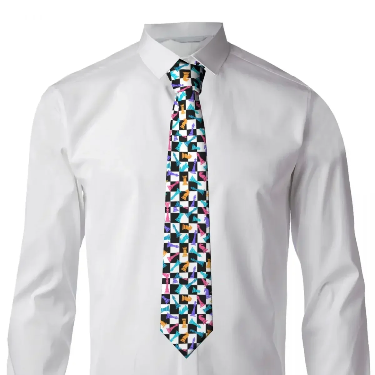 Chess Colorful Tie Fashion Printed Neck s Elegant Collar  Men Daily Wear Party Necktie Accessories