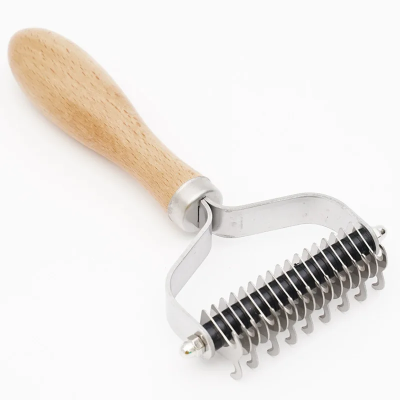

Pet Wooden Handle Knot Untying Double-Sided Stainless Steel Dog Float Cleaning Hair Rack Comb Supplies