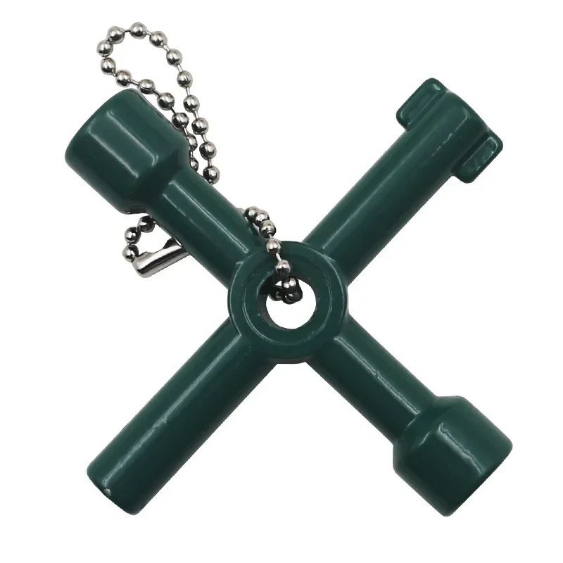 4 Way Service Utility Key 4In1 Universal Cross  Plumber s Triangle for Gas Electric Meter Cabinets Bleed Blue