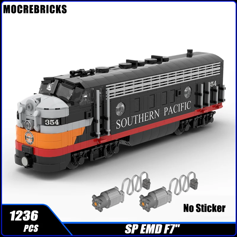 Urban Railway Passenger Freight Train SPEMD F7 Diesel-electric Locomotive MOC Building Blocks Parts Assembly Model Kid Brick Toy