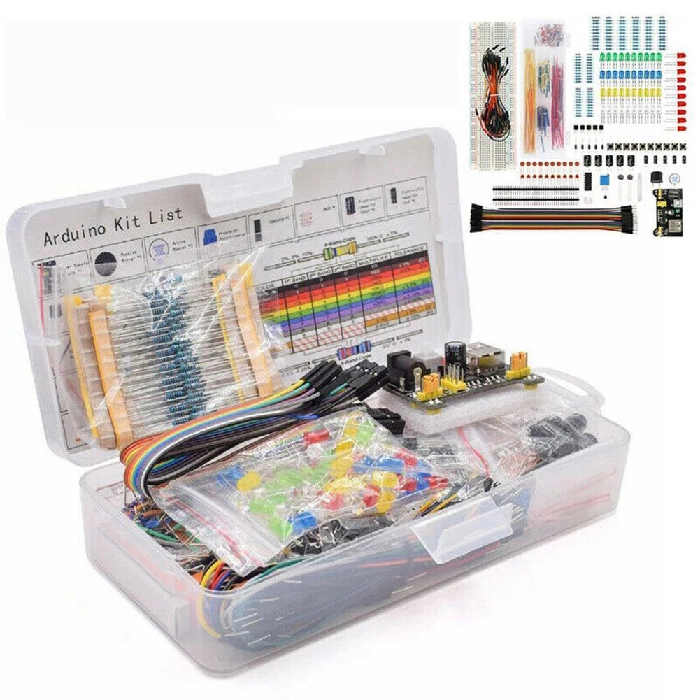 DIY Project Starter Electronic DIY Kit with 830 Tie-points Breadboard for Arduino R3 Electronics Components Kits with Box